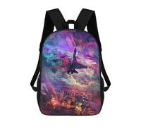 sinyumoney Cityscape with Jet Fighter -1 Mochila Escolar Infantil De 17 Pulgadas Con Estampado 3D De Películas De Anime Para Niños, Mochila De Viaje, Mochila Escolar Infantil
