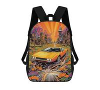 sinyumoney Cityscape with Retro Car Mochilas Escolares De Moda Para Papelería, Impermeables, Informales, Para Hombres, Mujeres Y Adolescentes 17inch