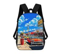sinyumoney Classic Cars on A Sunny Day Mochila Escolar Para Niños Y Niñas, Mochila Informal De Viaje, Mochila De Gran Capacidad Para El Día A Día 17inch