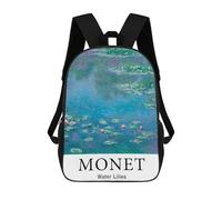 sinyumoney Claude Monet Water Lilies Mochila Escolar Para Niños Mochila Escolar Impresa En 3D Mochila Escolar De Moda Para Niños De Primaria Y Secundaria 17inch