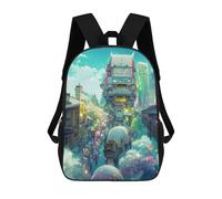sinyumoney Cloud Cityscape Futuristic Urban Fantasy Mochila Escolar Para Niños, Mochila Escolar De Gran Capacidad Para Niños, Mochila Escolar 3D, Regalos Para Niños 17inch