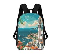 sinyumoney Coastal Mediterranean Mochilas Escolares Para La Escuela, Secundaria, Preparatoria Y Universidad. Mochilas De Viaje Para La Escuela/trabajo/viajes. 17inch
