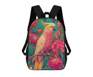 sinyumoney Cockatoo in Tropical Floral Setting Mochila, Mochila Escolar Impresa En 3D, Bolsa Para El Almuerzo Escolar, Mochila De Viaje, Mochila Para Amigos, Mochila Escolar Para Niñas Y Niños 17inch