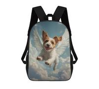 sinyumoney Cocker Spaniel con alas de ángel Heavenly Dog Tribute Mochila escolar Mochila de negocios resistente al agua para hombres y mujeres, Jack Russell Terrier Angel Pet Tribute Print, 17"