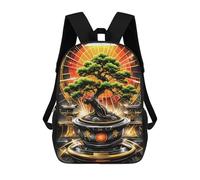 Sinyumoney Coconut Island Paradise Mochila Niño Moda Y Divertida Mochila Para Niños Y Adolescentes, Bolsa De Escuela Impresa 3D Para Niños, Golden Bonsai Kintsugi, 17"