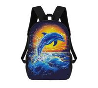 Sinyumoney Coconut Island Paradise Mochila Niño Moda Y Divertida Mochila Para Niños Y Adolescentes, Bolsa De Escuela Impresa 3D Para Niños, Dolphin Sunset Jump, 17"