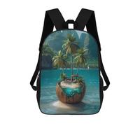 Sinyumoney Coconut Island Paradise Mochila Niño Moda Y Divertida Mochila Para Niños Y Adolescentes, Bolsa De Escuela Impresa 3D Para Niños, Coconut Island Paradise, 17"