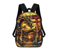 Sinyumoney Coconut Island Paradise Mochila Niño Moda Y Divertida Mochila Para Niños Y Adolescentes, Bolsa De Escuela Impresa 3D Para Niños, Kintsugi Golden Dragon, 17"