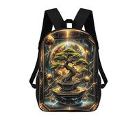 Sinyumoney Coconut Island Paradise Mochila Niño Moda Y Divertida Mochila Para Niños Y Adolescentes, Bolsa De Escuela Impresa 3D Para Niños, Golden Kintsugi Bonsai, 17"