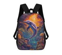 Sinyumoney Coconut Island Paradise Mochila Niño Moda Y Divertida Mochila Para Niños Y Adolescentes, Bolsa De Escuela Impresa 3D Para Niños, Dolphin in in Space, 17"
