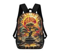 Sinyumoney Coconut Island Paradise Mochila Niño Moda Y Divertida Mochila Para Niños Y Adolescentes, Bolsa De Escuela Impresa 3D Para Niños, Kintsugi Asian Bonsai, 17"