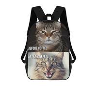 sinyumoney Coffee Cat Meme Funny Mochila Con Bolsillo Mochilas Impresas En 3D, Mochilas De Viaje, Mochilas Para Libros, Mochila Escolar Para Niños 17inch