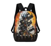 sinyumoney Collapse of Order - Expressionist Dystopian Cityscape Mochila Escolar Para Niños Y Niñas, Mochila Informal De Viaje, Mochila De Gran Capacidad Para El Día A Día 17inch