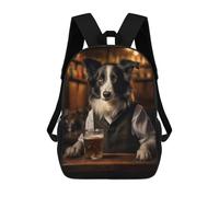 sinyumoney Collie Dog in The Pub Mochila Infantil, Mochila Escolar Impresa En 3D, Mochila Para Niños Y Niñas, Mochila Escolar Ajustable Para La Escuela Primaria 17inch