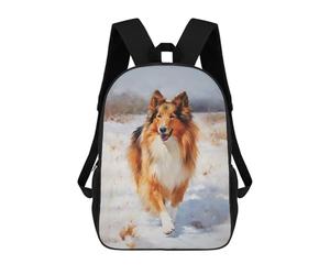 sinyumoney Collie Winter Portrait Mochila Escolar Grande Para Niños - Perfecta Para Viajes, Trabajo Y Uso Diario 17inch