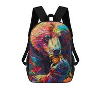 sinyumoney Colorful Abstract Bear Painting Mochila Escolar Ligera Para Aeropuerto, Estudiantes Universitarios, Mochila Para Niños/niñas/adolescentes 17inch