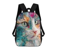 sinyumoney Colorful Abstract Cat Art Print-3 17inch Mochilas Escolares Impresas En 3D, Mochilas Escolares De Moda Para Niños De Primaria Y Secundaria