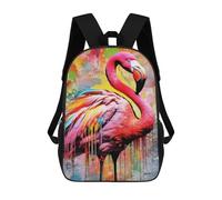 sinyumoney Colorful Abstract Flamingo Art Mochila Escolar De Moda Para Estudiantes, Adecuada Para Niños Y Niñas, Mochila Informal Para Viajes Al Aire Libre, Esencial Para El Día A Día 17inch