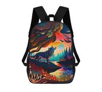 sinyumoney Colorful Abstract Wolf Mochila Escolar Infantil Impresa En 3D Para Niños, Mochilas De Viaje, Bolsas Para Libros, Mochila Escolar Infantil 17inch