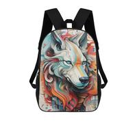 sinyumoney Colorful Abstract Wolf Portrait Mochila Escolar Para Niños Mochila Escolar Impresa En 3D Mochila Escolar De Moda Para Niños De Primaria Y Secundaria 17inch