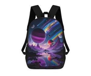 sinyumoney Colorful Alien Landscape with Planets Mochila Impermeable Para Ordenador Portátil Para Acampada, Aventuras Al Aire Libre Y Viajes Diarios 17inch