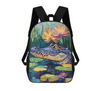 sinyumoney Colorful Alligator Pond Scene Mochila Escolar De Moda, Mochila Para Material Escolar, Mochila Impermeable Informal Para Hombres/mujeres 17inch
