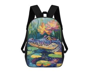 sinyumoney Colorful Alligator Pond Scene Mochila Escolar De Moda, Mochila Para Material Escolar, Mochila Impermeable Informal Para Hombres/mujeres 17inch