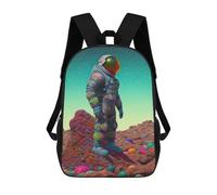 sinyumoney Colorful Astronaut on Alien Landscape Mochila Escolar Mochilas Escolares Para Niñas Y Niños Mochila Con Bolsillo Mochila Escolar De Moda Para Niños 17inch