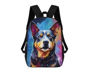 sinyumoney Colorful Australian Cattle Dog Art Print Mochila Escolar De Moda, Mochila Para Material Escolar, Mochila Impermeable Informal Para Acampar, Aventuras Al Aire Libre Y Viajes Diarios 17inch