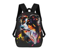 sinyumoney Colorful Australian Shepherd Art Print-2 Mochila Escolar Infantil Impresa En 3D 17inch Mochilas De Moda Para Niños De Primaria Y Secundaria