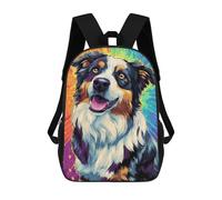 sinyumoney Colorful Australian Shepherd Art Print Mochila Escolar Infantil De 17 Pulgadas Con Estampado 3D De Películas De Anime Para Niños, Mochila De Viaje, Mochila Escolar Infantil