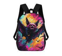 sinyumoney Colorful Bat Art Print-1 Mochilas De 17 Pulgadas Para Niños, Mochilas Escolares Impresas En 3D Para Estudiantes De Primaria Y Secundaria, Para Niños Y Niñas.