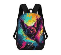 sinyumoney Colorful Bat Art Print-3 Mochilas De 17 Pulgadas Para Niños, Mochilas Escolares Impresas En 3D Para Estudiantes De Primaria Y Secundaria, Para Niños Y Niñas.