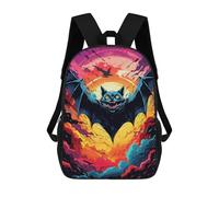 sinyumoney Colorful Bat Sunset Artwork Mochilas De 17 Pulgadas Para Niños, Mochilas Escolares Impresas En 3D Para Estudiantes De Primaria Y Secundaria, Para Niños Y Niñas.