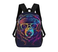 sinyumoney Colorful Bear Headphones Art -1 Mochila Escolar De Moda, Mochila Para Material Escolar, Mochila Impermeable Informal Para Acampar, Aventuras Al Aire Libre Y Viajes Diarios 17inch
