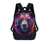 sinyumoney Colorful Bear Illustration-3 Mochila Escolar Para Secundaria, Mochila Informal Para Niñas Y Adolescentes 17inch