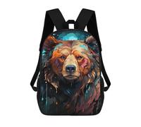 sinyumoney Colorful Bear Portrait Art Print-3 Mochila Infantil De 17 Pulgadas, Mochila Escolar Con Estampado 3D De Dibujos Animados Para Niños Y Adolescentes.