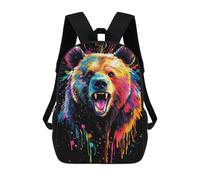 sinyumoney Colorful Bear Portrait Mochila Escolar Para Niñas Y Niños, Mochilas De Gran Capacidad, Mochilas Ligeras Para Niños Y Estudiantes 17inch