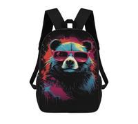 sinyumoney Colorful Bear Sunglasses Art Print Mochila Escolar, Mochila De Negocios, Mochila Impermeable Para Libros, Para Acampar, Aventuras Al Aire Libre Y Viajes Diarios 17inch