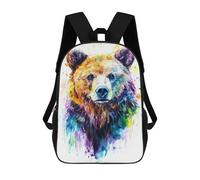 sinyumoney Colorful Bear Watercolor Mochila Infantil Para Niñas Y Niños, Mochila De Día, Escuela Primaria, Perfecta Para La Vuelta Al Cole O Educación Física, Regalos Y Viajes 17inch