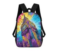 sinyumoney Colorful Big Ben Art Print Mochila Escolar Infantil De 17 Pulgadas Con Estampado 3D De Películas De Anime Para Niños, Mochila De Viaje, Mochila Escolar Infantil