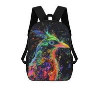 sinyumoney Colorful Bird Painting on Black Background Mochila Escolar, Mochila Informal, Mochila De Día, Mochila Escolar, De Trabajo, De Viaje Para Niñas, Adolescentes 17inch