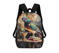 sinyumoney Colorful Bird with Grapes Painting Mochila Escolar Para El Trabajo, Negocios, Universidad, Escuela Para Hombres/mujeres 17inch