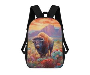 sinyumoney Colorful Bison in Wildflowers Mochila Escolar Resistente Al Agua Para Ordenador Portátil Para La Escuela/trabajo/viajes 17inch