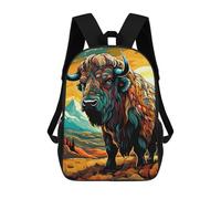 sinyumoney Colorful Bison Portrait-2 Mochila Escolar Infantil Impresa En 3D Para Niños, Mochilas De Viaje, Bolsas Para Libros, Mochila Escolar Infantil 17inch