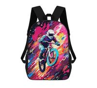 sinyumoney Colorful BMX Rider Art Print Mochila Escolar Infantil Impresa En 3D Para Niños, Mochila De Viaje De Alta Capacidad, Mochilas Para Libros De 17 Pulgadas Para Niños
