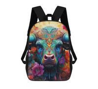sinyumoney Colorful Bull Portrait-3 Mochila Escolar Infantil, Mochilas Impresas En 3D, Mochilas Escolares De Moda Para Niños De Primaria Y Secundaria 17inch