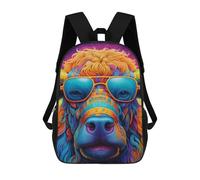 sinyumoney Colorful Bull Portrait-4 Mochilas Escolares Impresas En 3D, Mochila Escolar Informal Para Niños, Mochila Escolar De Moda Para Estudiantes De Secundaria 17inch