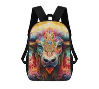 sinyumoney Colorful Bull Portrait-5 Mochilas Impresas En 3D Para Niños, Mochila Escolar, Mochila De Moda Para Niños De Primaria Y Secundaria 17inch