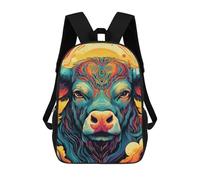 sinyumoney Colorful Bull Portrait-7 Mochila Escolar Impresa En 3D Mochila Escolar De Moda Para Niños Mochilas Para Niños Estudiantes De Secundaria 17inch